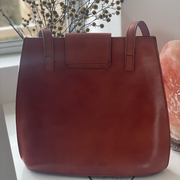 Vintage Brown Leather Bag 1980’s satchel style - Picture 3 of 11